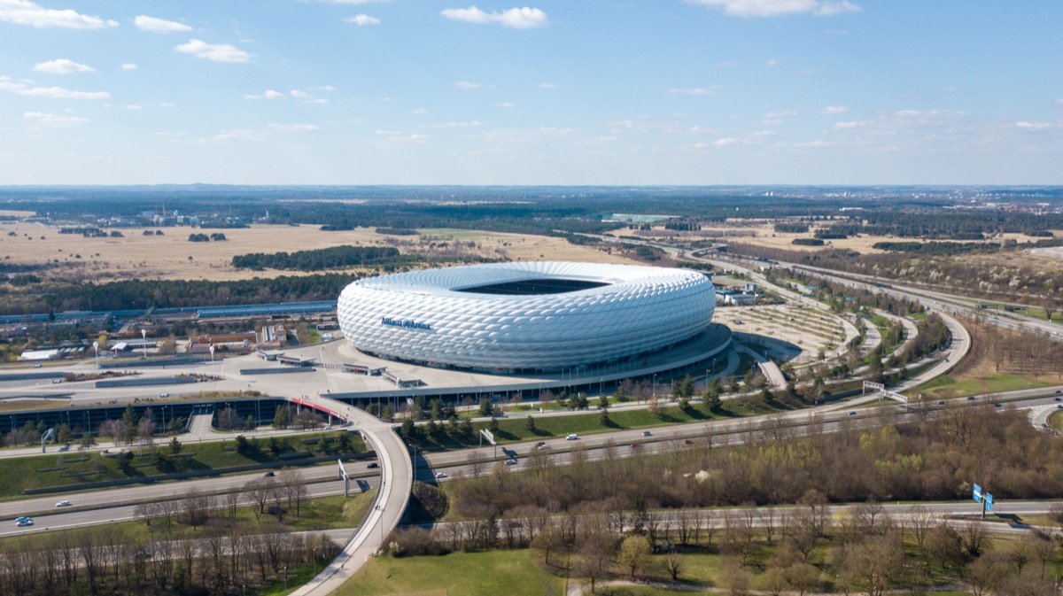 The Allianz Arena in Fröttmaning from above